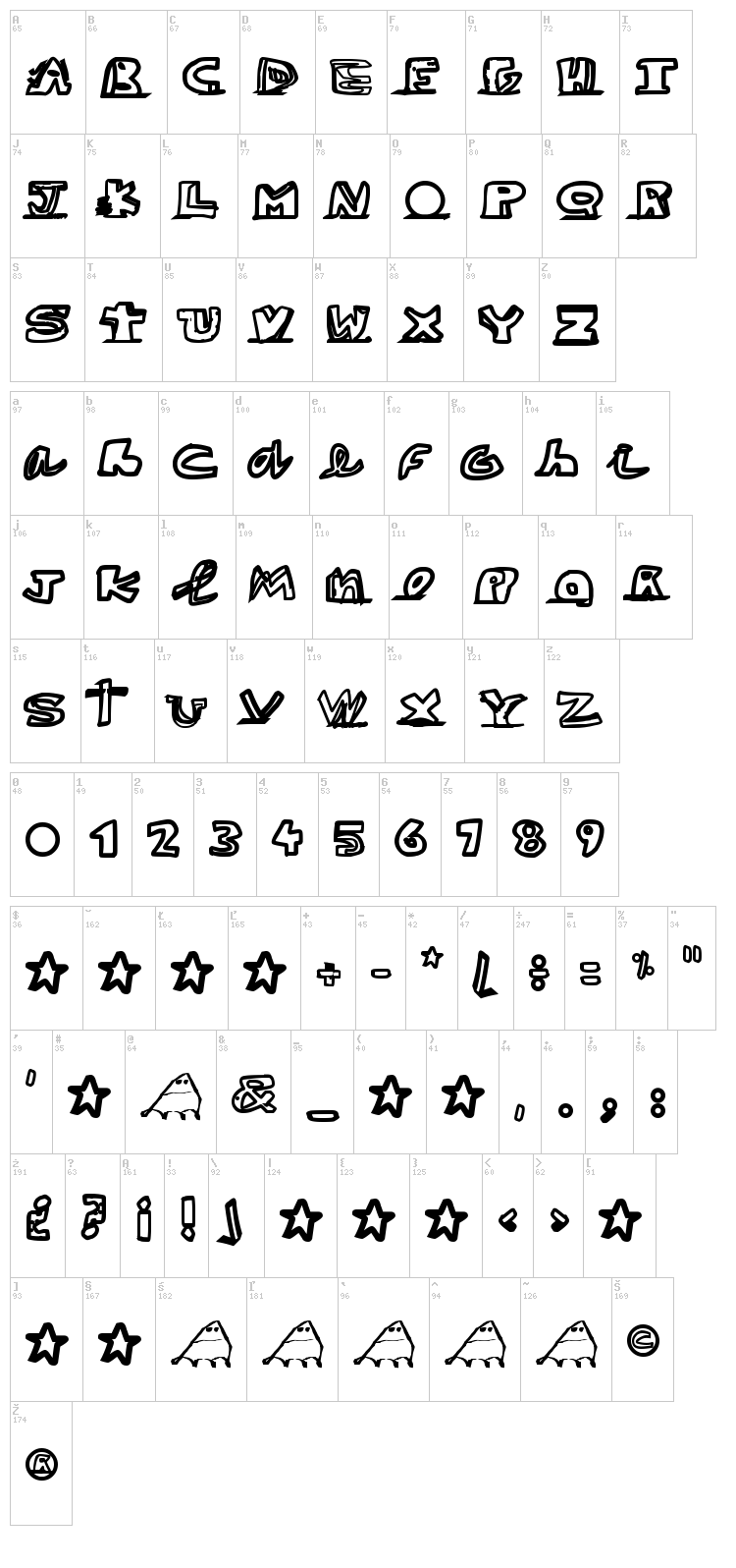 Paint Black font map
